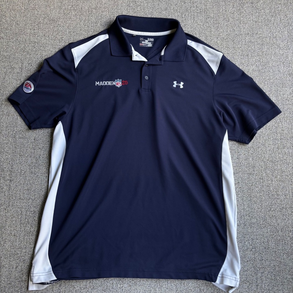 Under‎ Armour Polo Mens XL Navy Madden NFL 25 EA Sports Performance Shirt